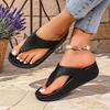 New Women's Platform Sandals Slip-On Thick Sole Mid-Heel Thong Slippers - PVC Breathable Summer Casual Beach Shoes for Daily Wear & Vacations