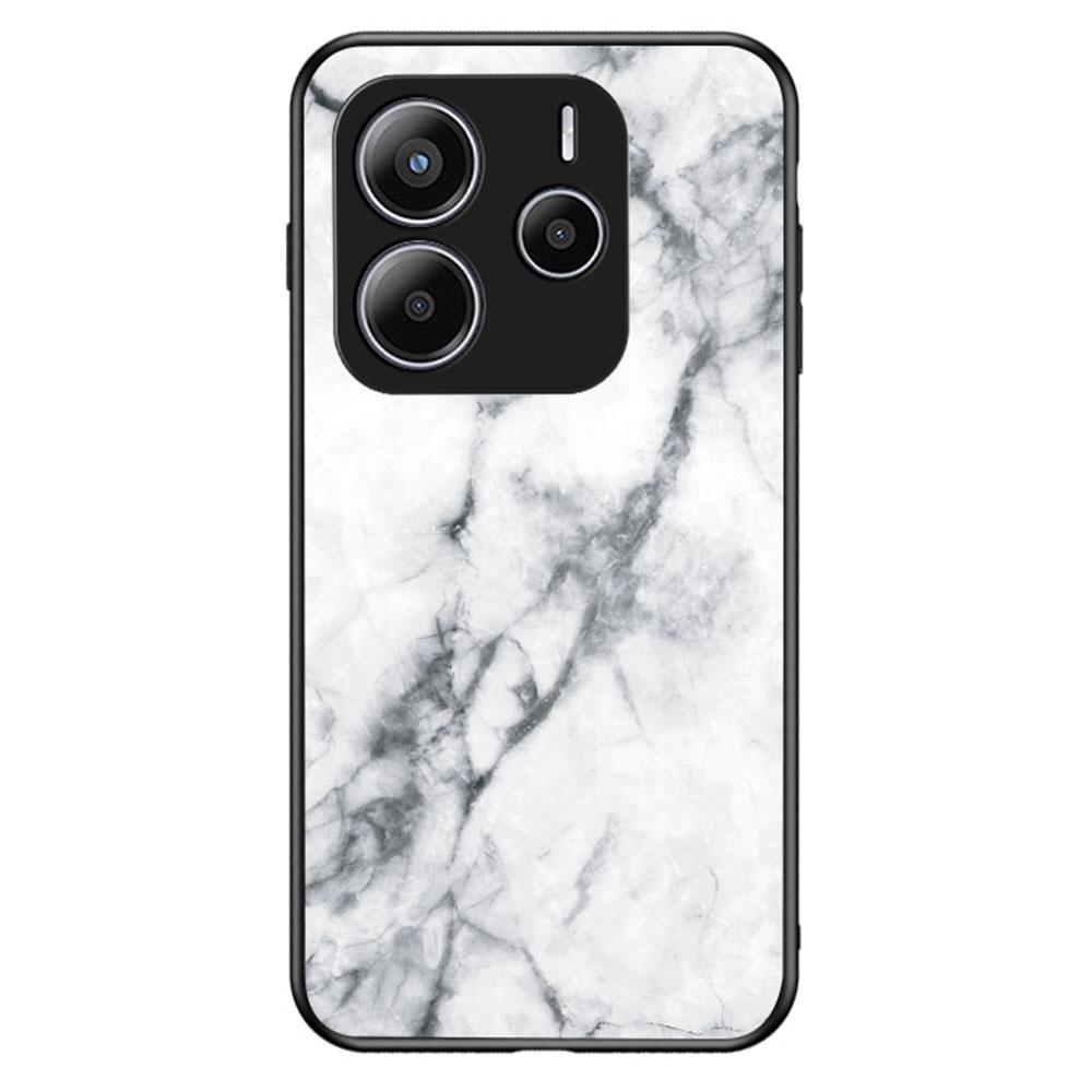 For Xiaomi Redmi Note 14 5G Case Marble Pattern Tempered Glass+PC+TPU Protective Phone Cover