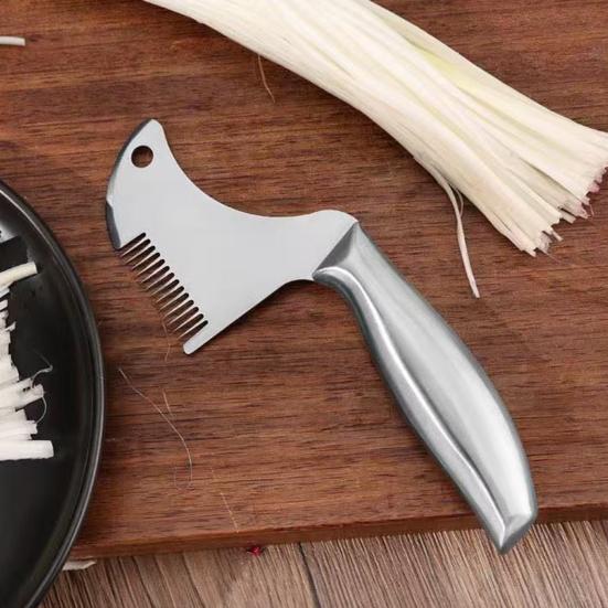 Nůž na krájení jarní cibulky Nerezový kráječ cibule Multifunkční kráječ zeleniny Strouhačka na česnek Salát Těstoviny Mořské řasy