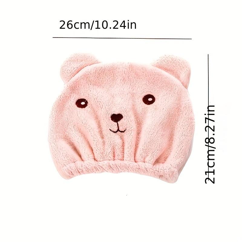 Soft absorbent dry hair cap, cute cartoon bear super soft microfiber adult quick-drying towel turban