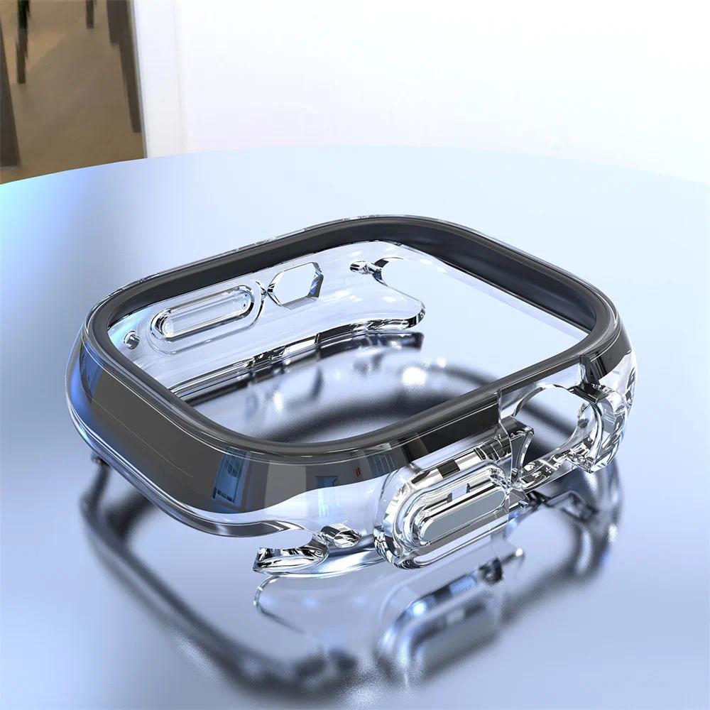

Чехол из ТПУ для Apple Watch Ultra 2 49 мм 44 мм 45 мм 41 мм, бампер, защитный прозрачный корпус для Iwatch Series 9 8 7 6 5, аксессуары 49mm чёрный