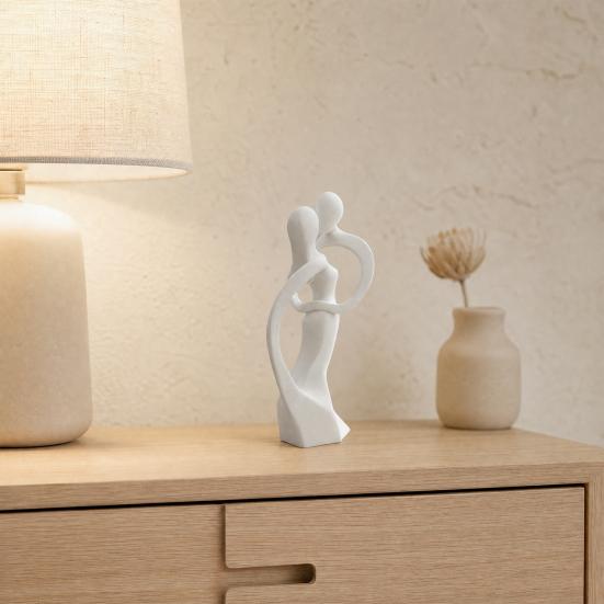 3D Printed Couple Sculpture, Nordic Modern Style, Matte White Home Decor Ornament, Romantic Abstract Statue, for Anniversary Valentine’s Day