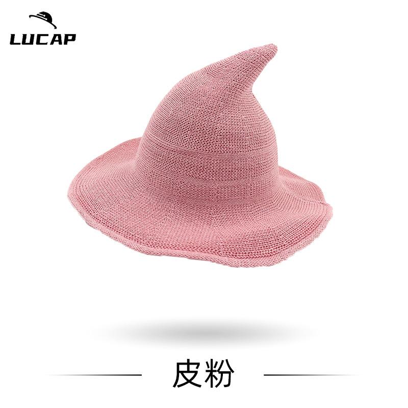 New Halloween Carnival Party Regular Wizard Hat Foldable Knitted Hat Pointed Witch Hat