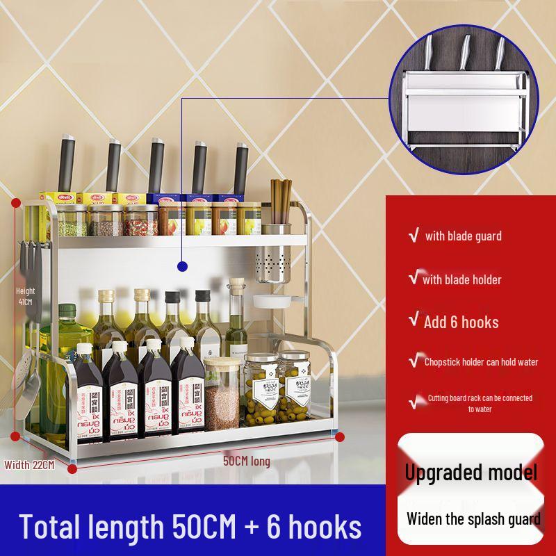 Stainless Steel Kitchen Storage Rack & Knife Holder Organizer