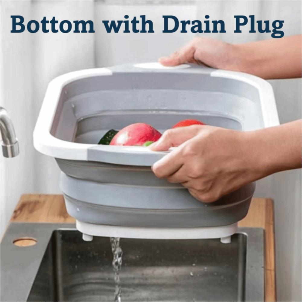Portable Folding Wash Basin 3 In 1 Veggies Fruits Storage Basket  for Picnic Camping