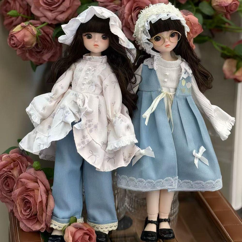 Lange Haare 30cm Bjd Puppe mit Kleidung Attraktive Augen Prinzessinnen-Make-up Kugelgelenkpuppe Geburtstagsgeschenk