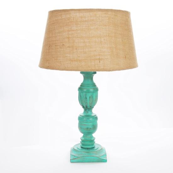 50 Cm Rustic Algae French Trophy Carved Table Lamp With Jute Shade Beige, Wood, Pack of 1 Bedroom, Living, Dinning Room, Home Office Decoration