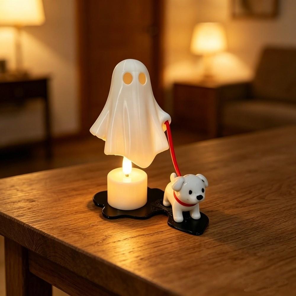 Ornaments Dog-Walking Ghost Decor 3D Printed Ghost Figurine Ghost LED Night Light Halloween Gifts