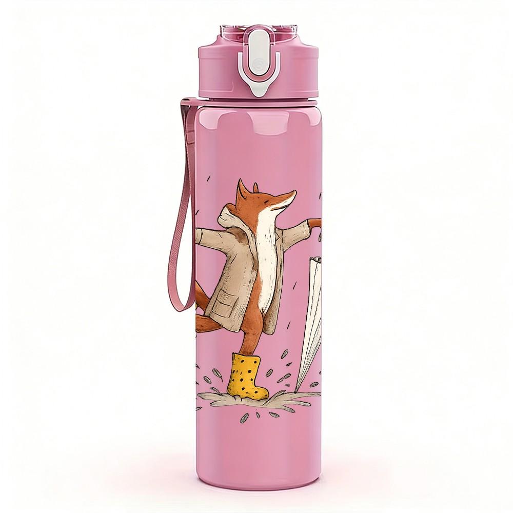 1PC Duck Splashing Water Cartoon 750ml Color Plastic Sports Water Bottle Leakproof Flip Straw Lid Suitable for Sports Office Home Use
