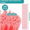 100 Heart-shaped Straws, Disposable, Cute Straws, Plastic Straws, Valentine's Day, Cocktail Parties, Birthday Parties, Not Individually Packaged
