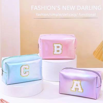 Bolsa Octagon Bolsa de Maquiagem Alfabeto Bordado Bolsa de Higiene Pessoal de Grande Capacidade Bolsa de Armazenamento de Viagem Bolsa de Mão