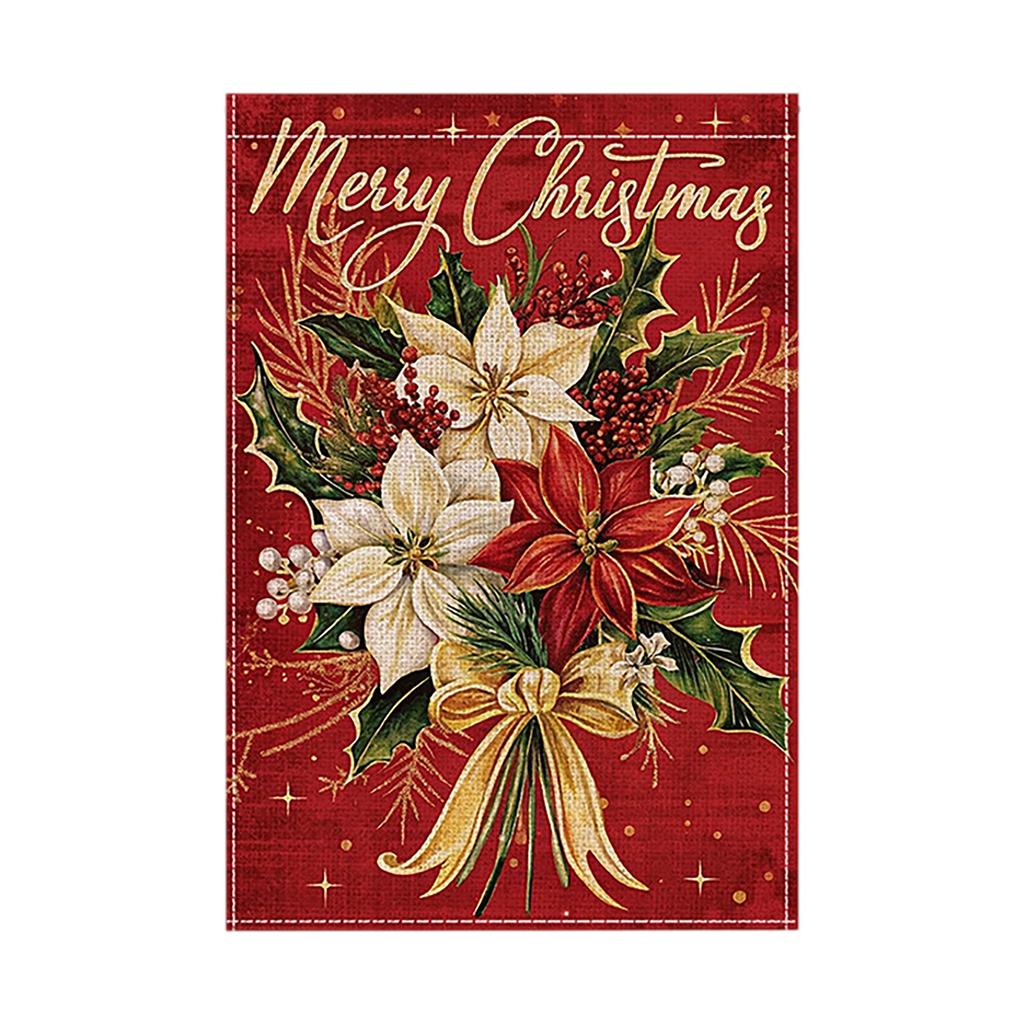 Christmas Day Garden Flag Polyester Double Layer Printed Outdoor Flag Courtyard Decoration Flag