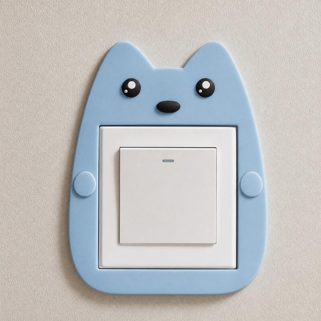 Creative Cat Shape Light Switch Cover Frame for Home Use Decorative Wall Switch Socket Sticker Protector for Standard Outlets