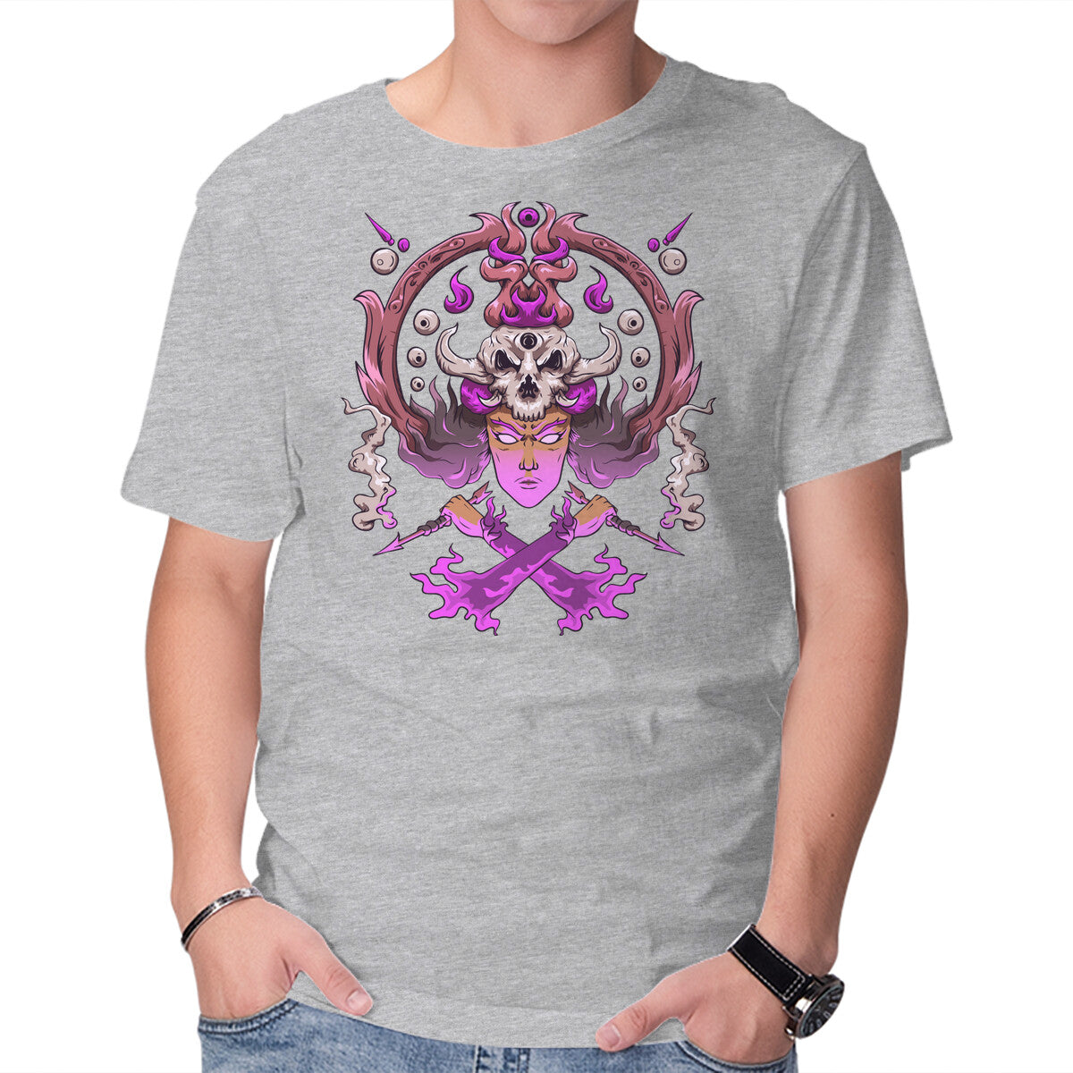 Unisex Crew Neck T-Shirt Woman Warrior Graphic Short Sleeve Casual Tee M