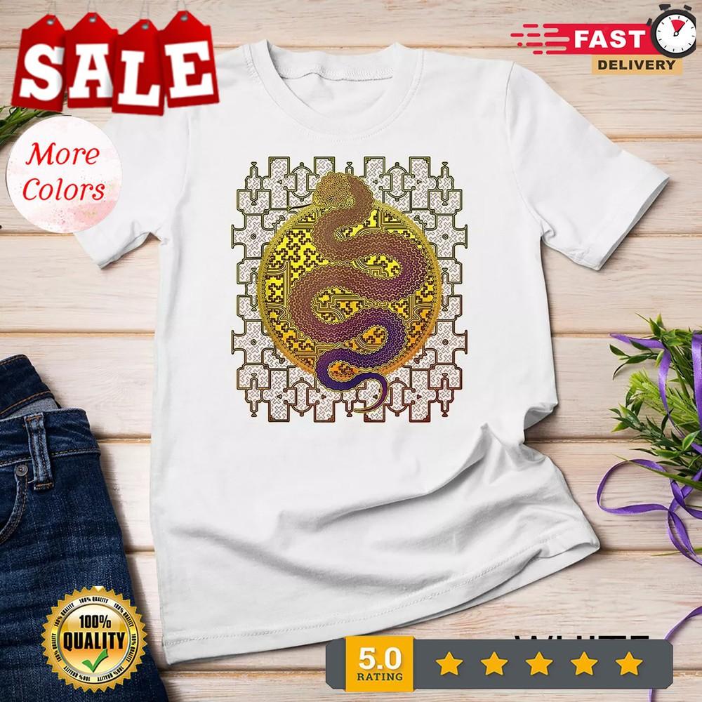 2025Космический Змей Кене Анаконда Узор Шипибо Унисекс Футболка Унисекс Футболка XXXXL 2000₽