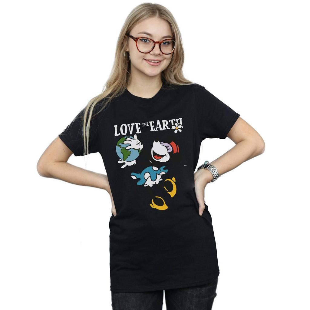 Disney Womens/Ladies Mickey Mouse Love The Earth Cotton Boyfriend T-Shirt