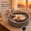 Winter Cat Bed Cute Heart Shaped Warm Soft Plush Pet Bed Cozy Sleeping Nest with Thick Velvet Filling for Cats and Small Pets