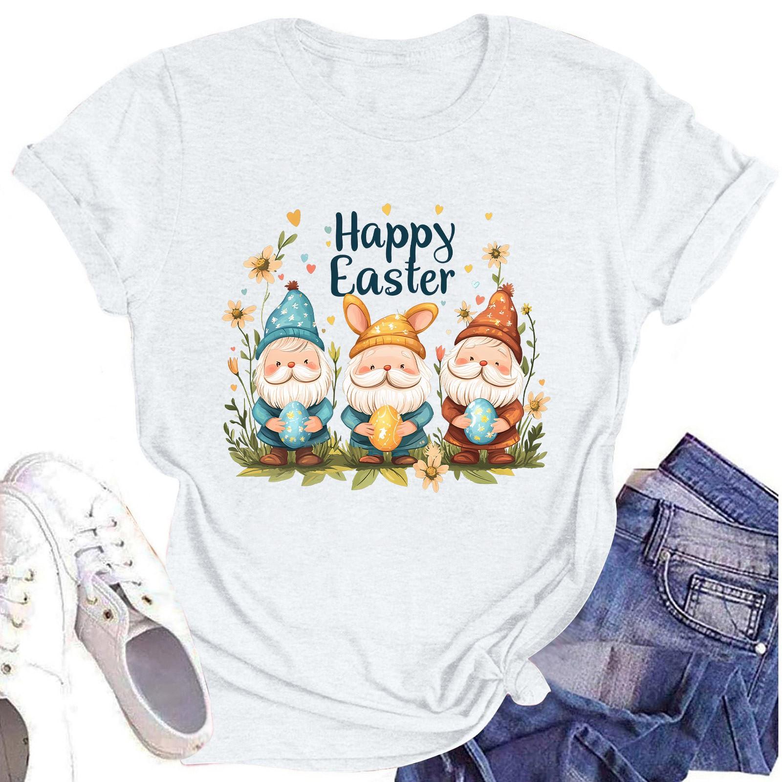 

Жіночий топ з круглим вирізом, повсякденний принт, футболка з короткими рукавами XL білий