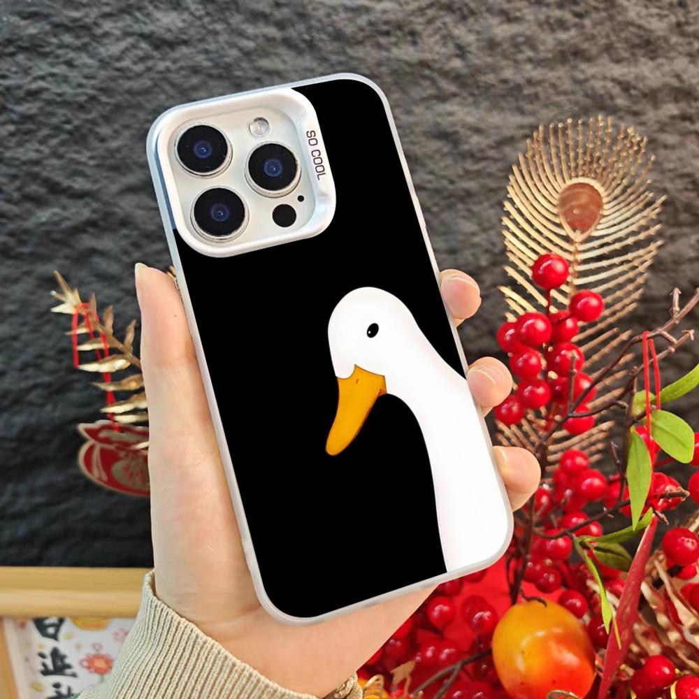 Cartoon Cute Goose Game Phone Case For Iphone 17 16 15 14 Pro Max Xr Air Plus Black Silver Hard Shell Cover