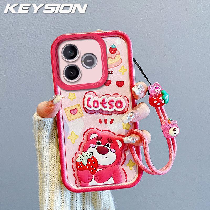 KEYSION Shockproof Case for HONOR X5c Plus with Lanyard Soft Silicone Cute 3D Cartoon Doll Phone Cover for Huawei Honor X5c