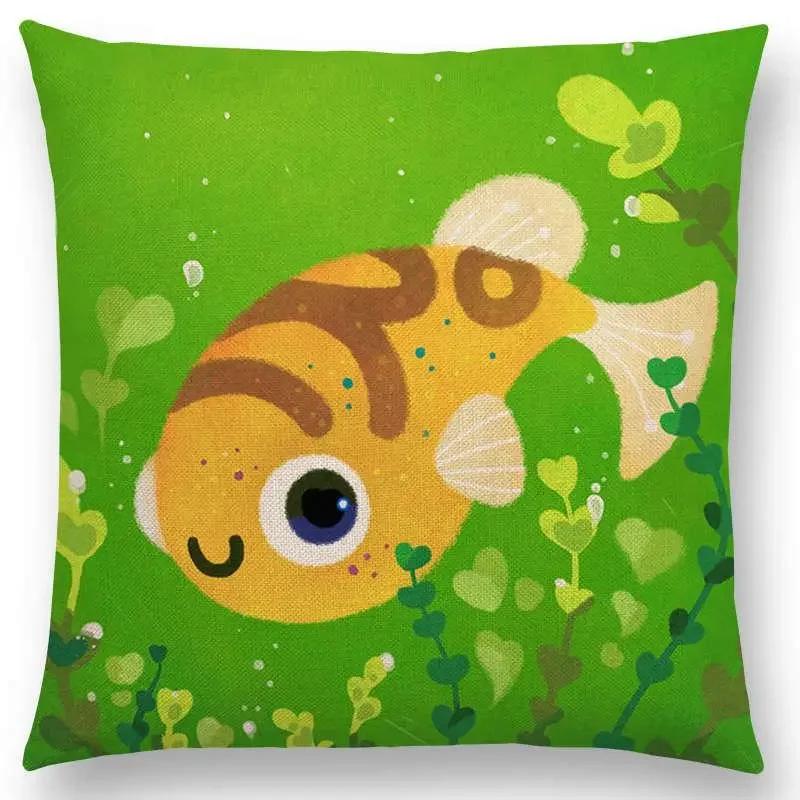 Super Cute Cartoon Animals Pufferfish Cushion Cover Lovely Bird Sweet Nest Interesting Fish Cat Frog Fox Throw Pillow Case Hogar