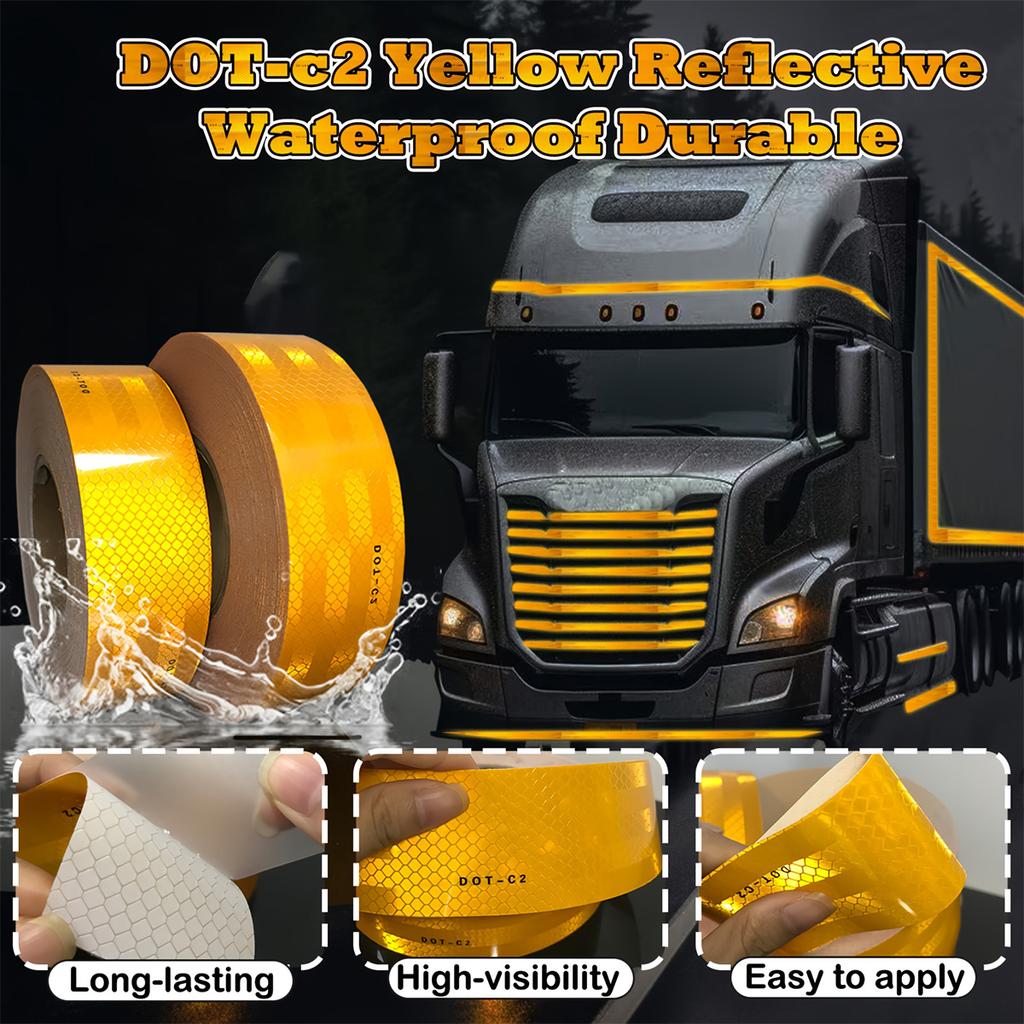 High Conspicuity Yellow Reflective Tape Prismatic Retro Reflector Sticker Waterproof Reflective Strip For Truck Trailer
