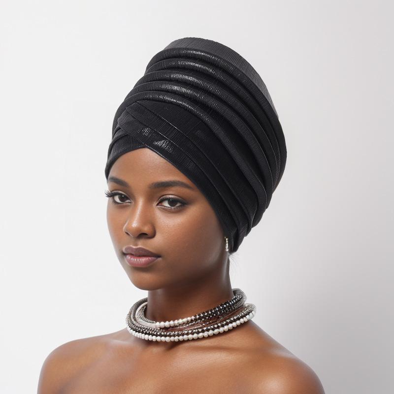 Beauty Strip Multi -Layer Exaggerated Turban Cap African Hat Muslim Turban Hat