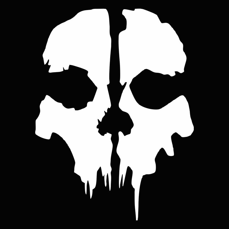 BLKUOPAR Call of Duty Ghost Head Skull Silhouette Car Sticker Waterproof Sunscreen Die Cut Windows Trunk Motorcycle Car Styling
