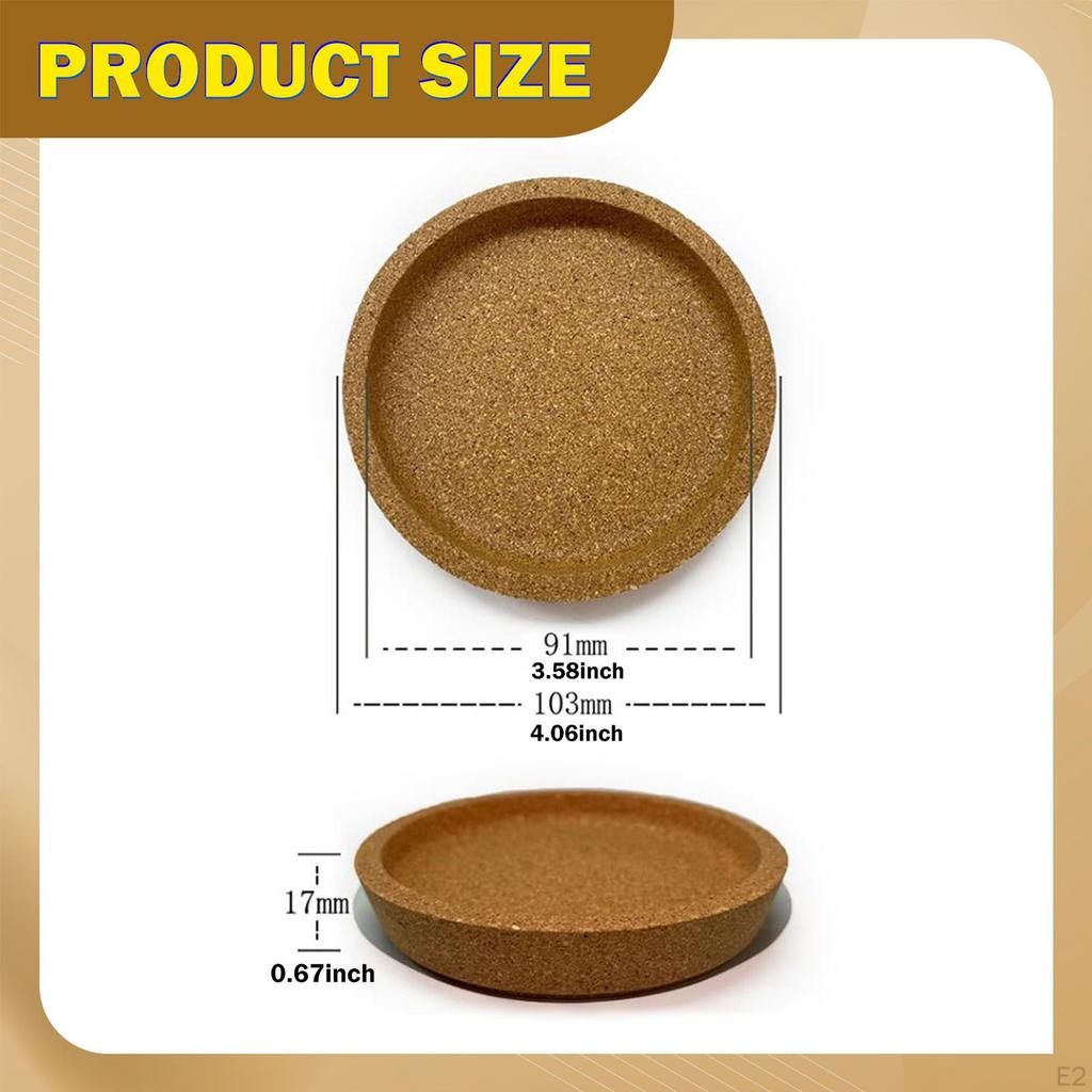 5Pcs Round Cork Coasters with Lip Drinks Mats Saucers Heat Insulation Holder for Bottles Small
