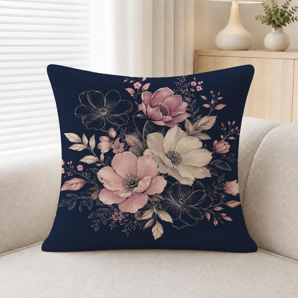 Floral Print Petal Illustration Print Cushion Cover Soft Plush Fluffy Throw Pillow Cases For Sofa Bedroom Home Decor