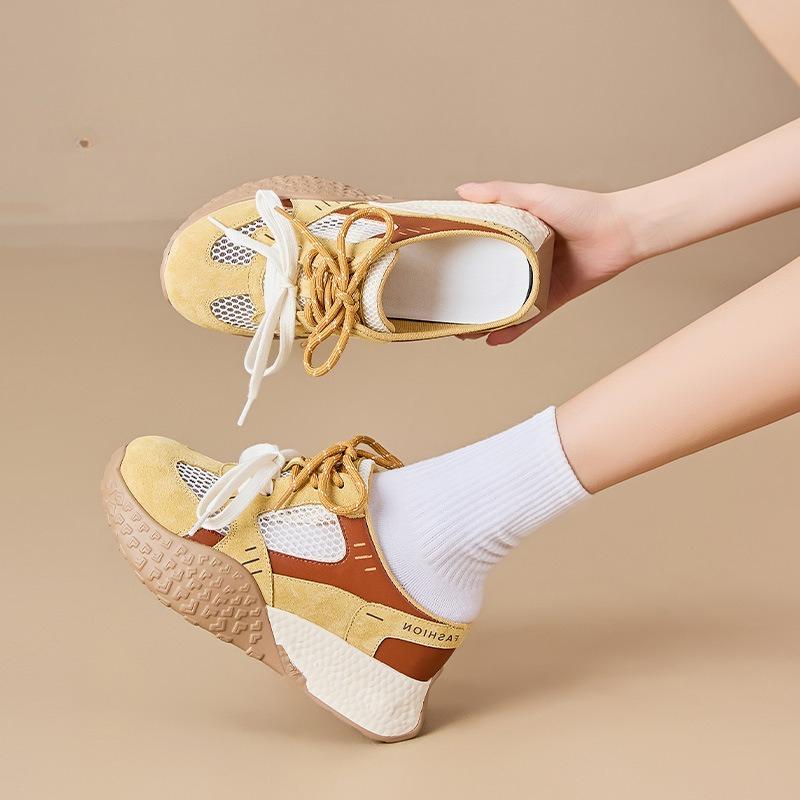 Women Platform Sneakers Autumn New Mesh Breathable Flats Outdoor Lightweight Comfortable Soft Sole Height Increase Casual Shoes