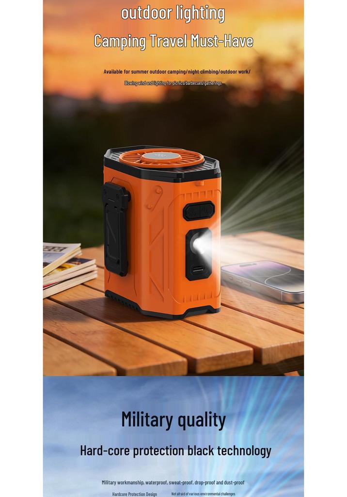 Portable High-Speed Waist-Hanging Fan with Digital Display for Outdoor and Camping