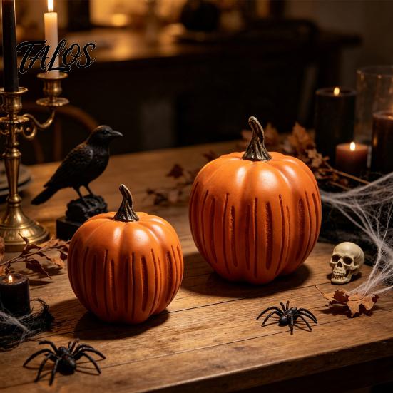 Wiederverwendbare Feiertags-Saisonale Geschenke Funkelnde Lichtkürbis-Dekoration, Halloween Harz Nachtlicht, Wetterbeständige Garten Dekoration Beleuchteter Herbst