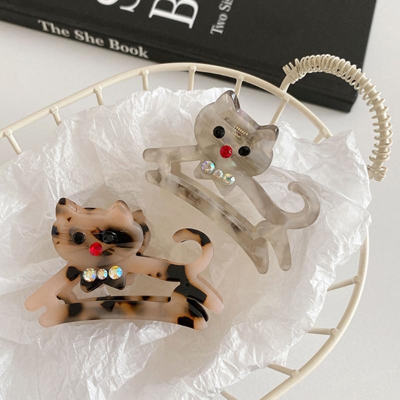 Stylish Cats Acetate Hair Claw Clip Unique Designs Women's Hair Accessory for Daily Outings and Casual Gatherings