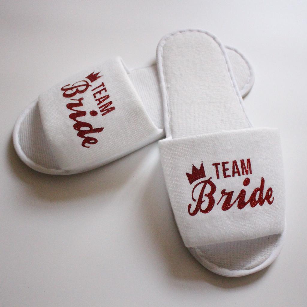 Fashion 20 Pairs Bride & Bridesmaid, Wedding Party Guests Home Slip on Shoes Bridal Party Slippers Open-toe with Golden, Red and Black