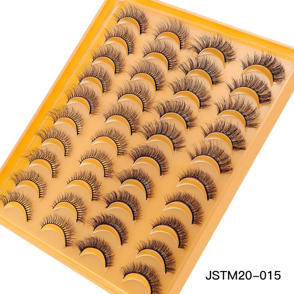20 Pairs Of Thick Fried False Eyelashes Naturally Curled Imitation Mink Eyelashes