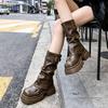 Comfortable and versatile thick-soled heightening Martin boots women's new spring and autumn winter retro mid-boots