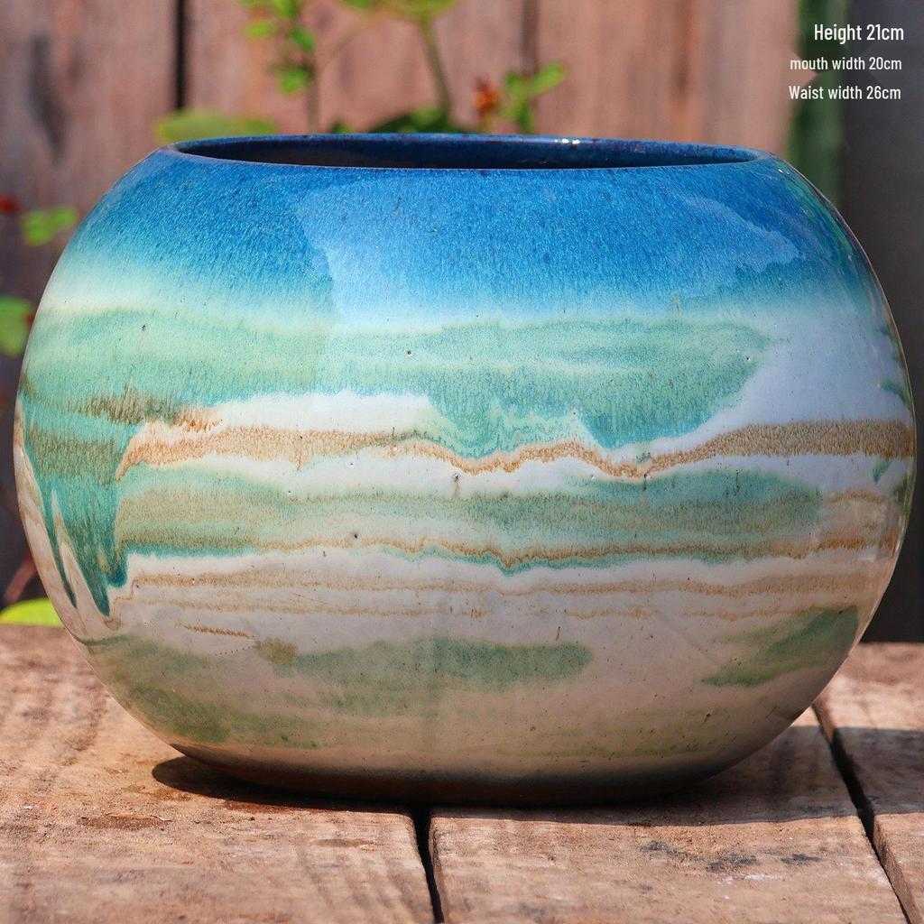 Extra Large Ceramic Pottery Flower Pot for Indoor Green Plants, Coarse Pot Ideal for Monstera and Other Large Plants