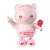 Verbesserte elektronische Haustier-Spielzeugpuppe: Tanzendes Schwein mit elektrischer Beleuchtung, Musik, Drehfunktion, Schaukelfunktion, Laufbewegung nach links und rechts, rosa --Uki