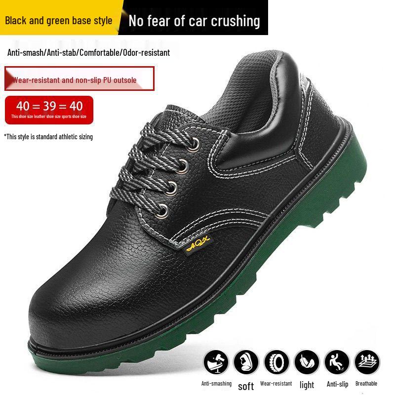 Lightweight Anti-Smash, Anti-Puncture Work Shoes for Construction Model 168 Green Anti-Smash Anti-Puncture Size 39