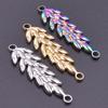 6pcs Metal Leaf Moon Charm With Two Hole Stainless Steel Charms For Bracelets Making Earrings Jewelry Pendant DIY Accessories