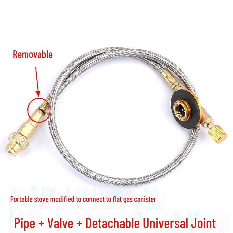 Outdoor Stove Extension: Connect Flat Gas Canister with 1-Meter Lengthened Valve Tube for Stove Modification