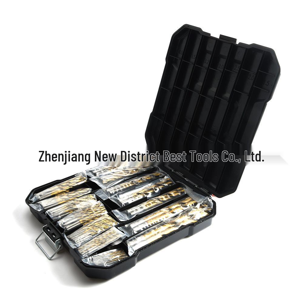 

99-Piece Titanium-Coated Twist Drill Bit Set: 1.5-10mm for Woodworking Hole Opening