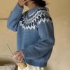 New Autumn and Winter Ethnic Style Long-sleeved Round Neck Loose Versatile and Comfortable Commuter Style Sweater
