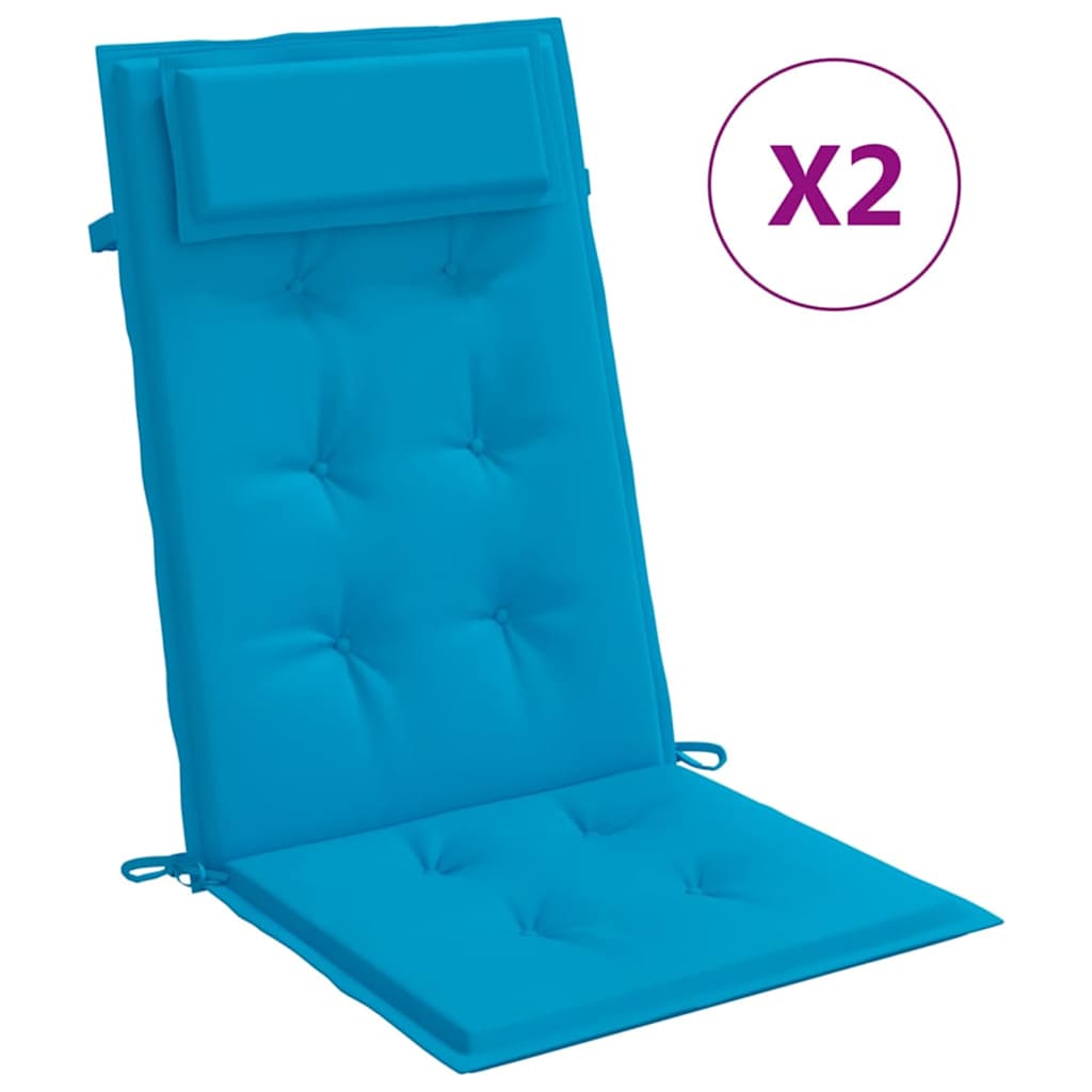 High Back Seat Cushions 2 Pcs Light Blue Oxford Fabric