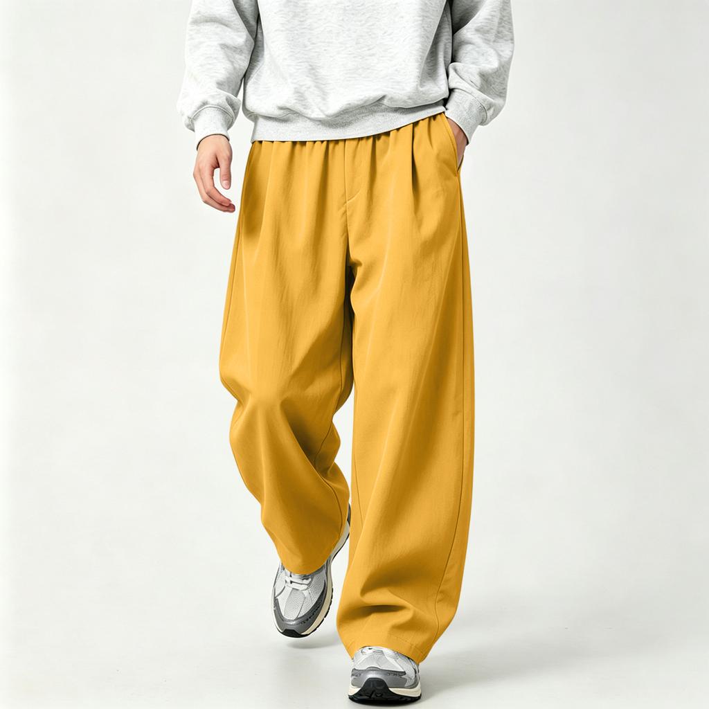 Men's Retro Wide Leg Pants with Loose Straight Fit