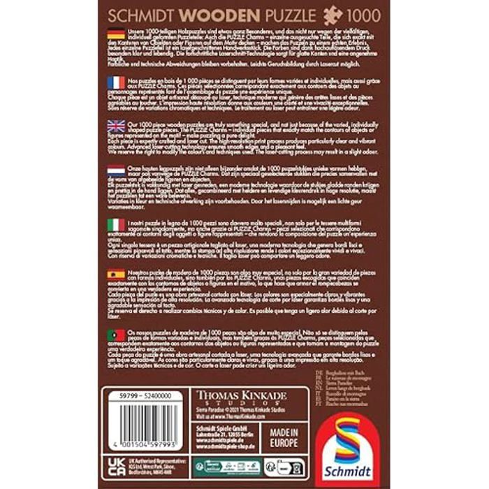 Puzzle - schmidt - bergkulisse mit bach - 1000 pièces - bois naturel - thème paysage