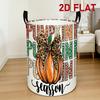 1pc, 2D Flat Printed Laundry Basket with Leopard Print, Bow And Pumpkin Pattern, Reusable Storage Basket Suitable for Home Storage, Daily Organization