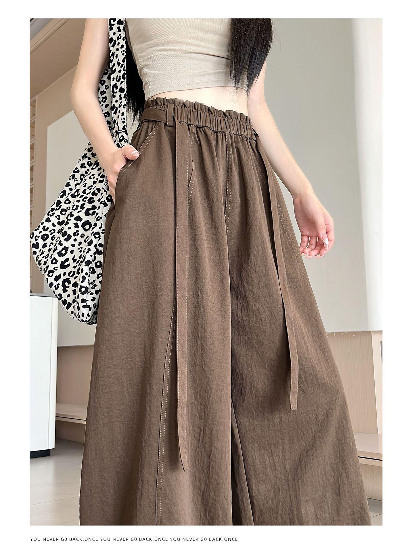 

Women s Coffee-Colored Retro High-Waist Curved Leg Pants – Spring/Summer 2026 Petite Design L