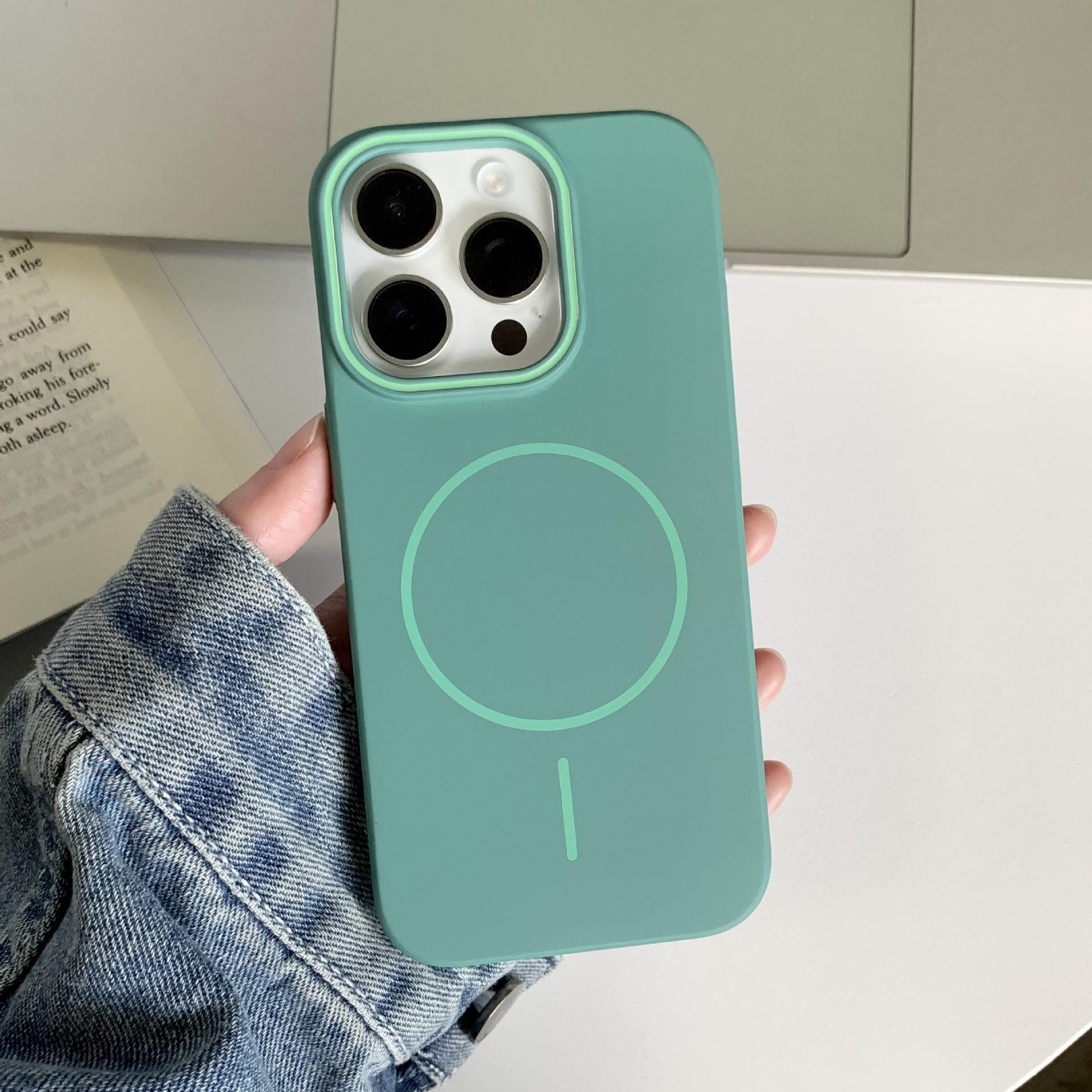 

Подходит для Apple 16PROMAX Тонкий круглый магнитный чехол для телефона IPhone 15 Мягкий приятный на ощупь 14 Ударопрочная защитная накладка iPhone12pro